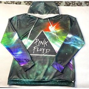 PINK FLOYD Dark Side Of The Moon SPACE All Over Print Pullover Hoodie! XXL 2XL